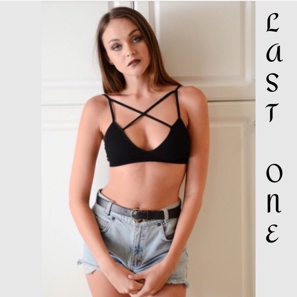 black cross bralette